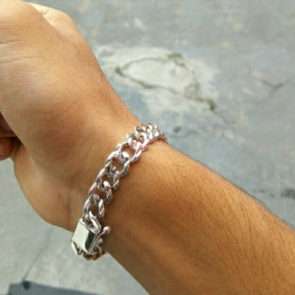 Men's 925 Sterling Silver Chain Link Bracelet - Picture 4 of 4